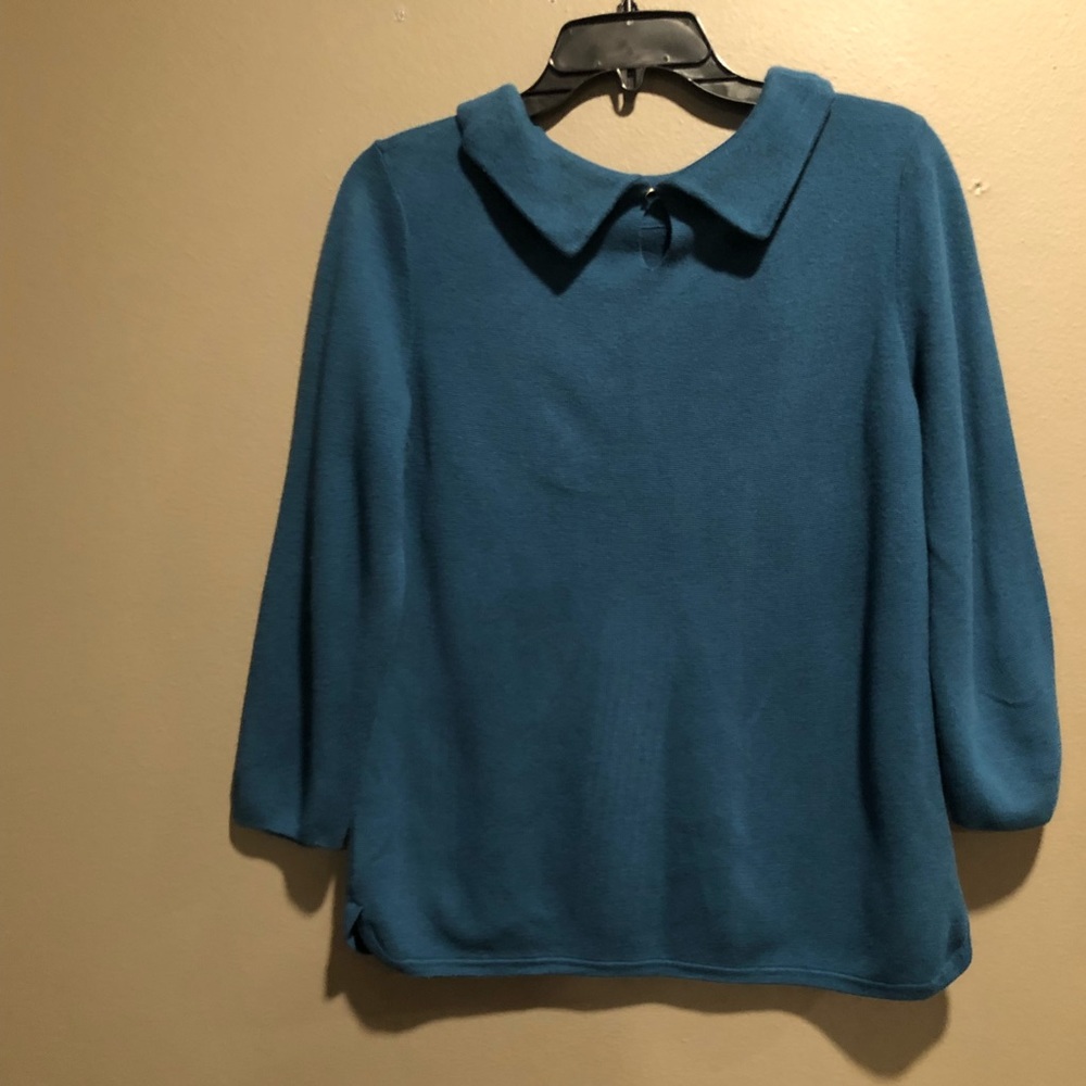 Talbot Teal Knot Top With Collar size Small